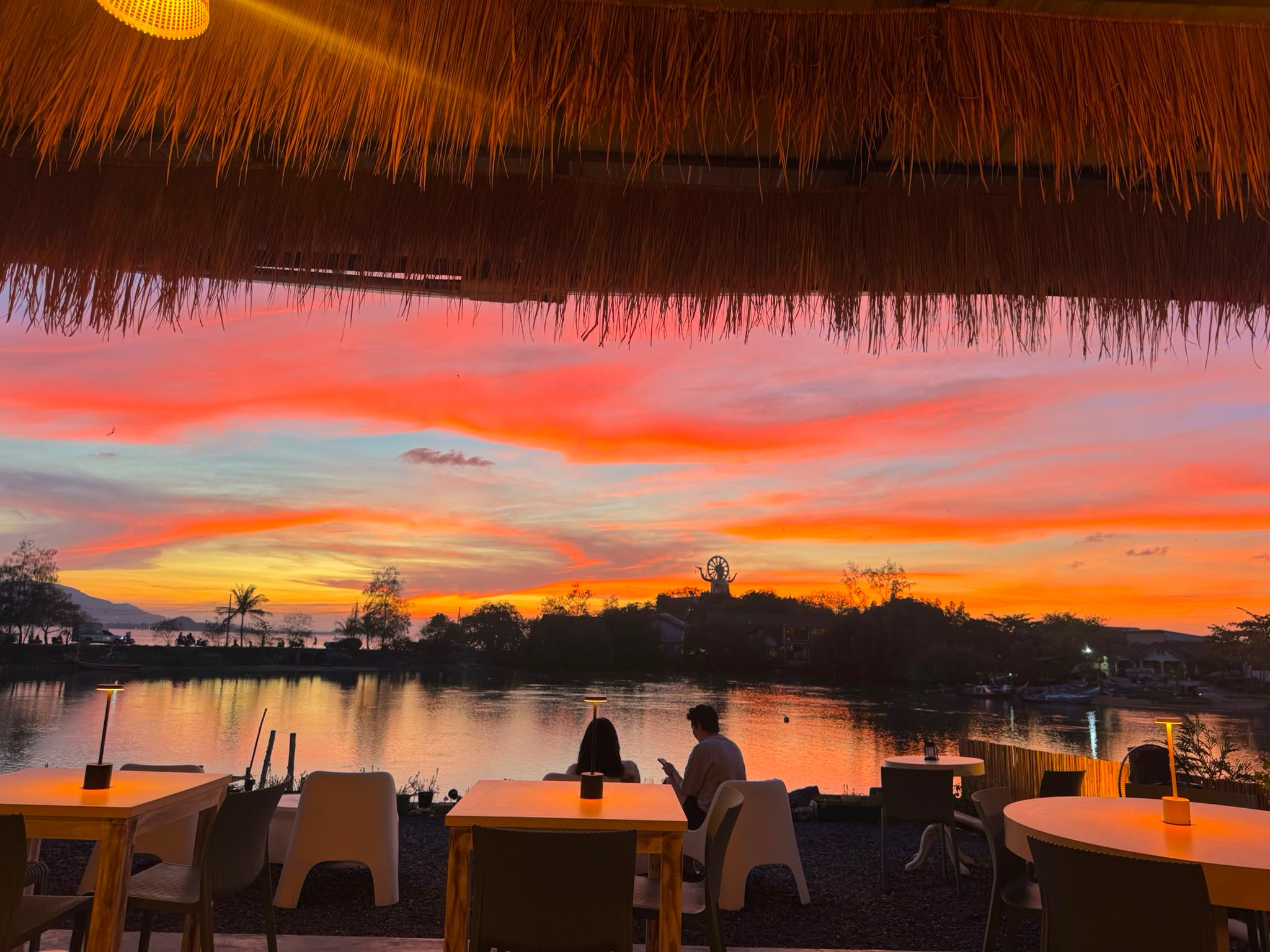 Orange sunset over the Bo Put lagoon, Koh Samui